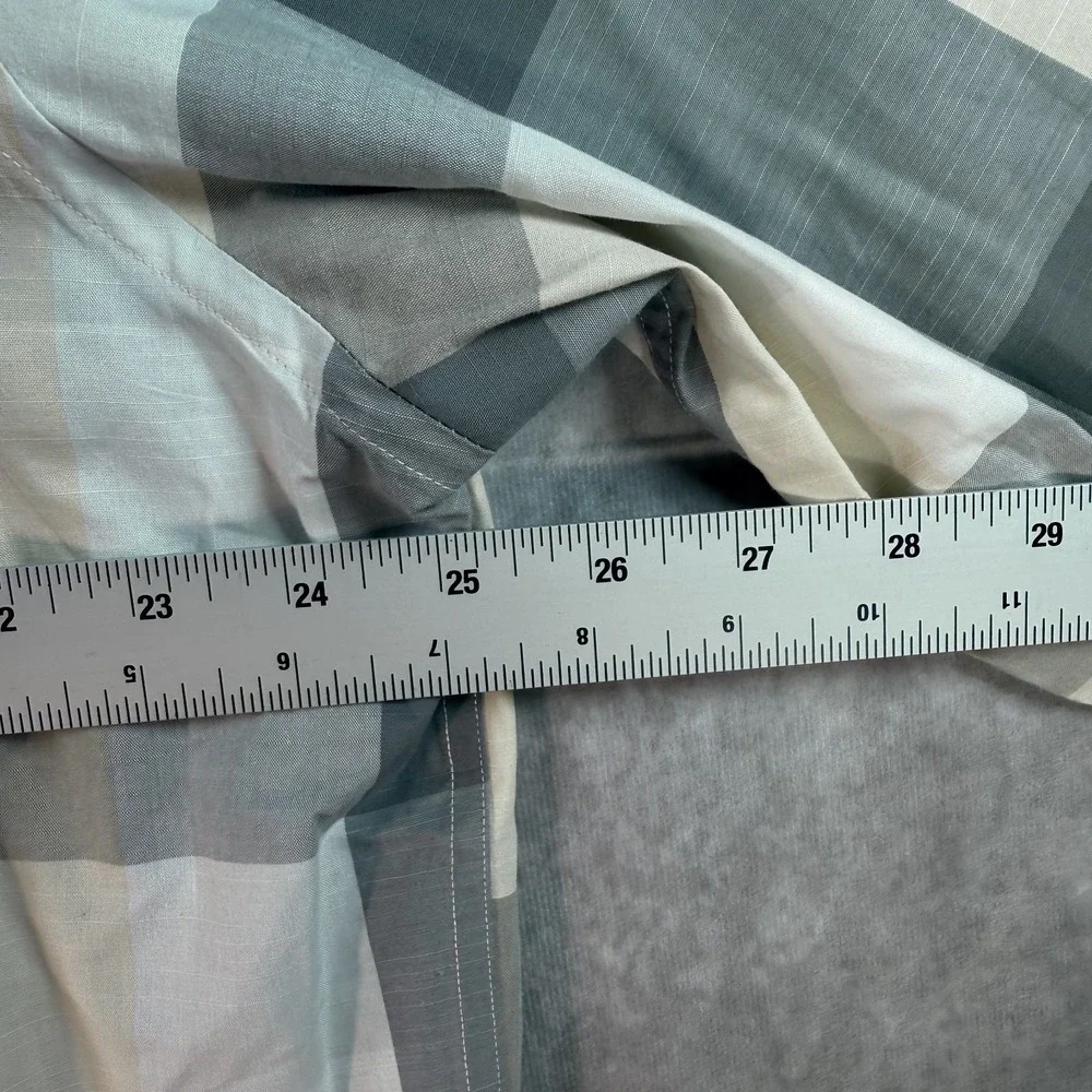 Banana Republic Button Up Shirt Men XL Soft Wash Slim Fit Gray Plaid Long Sleeve